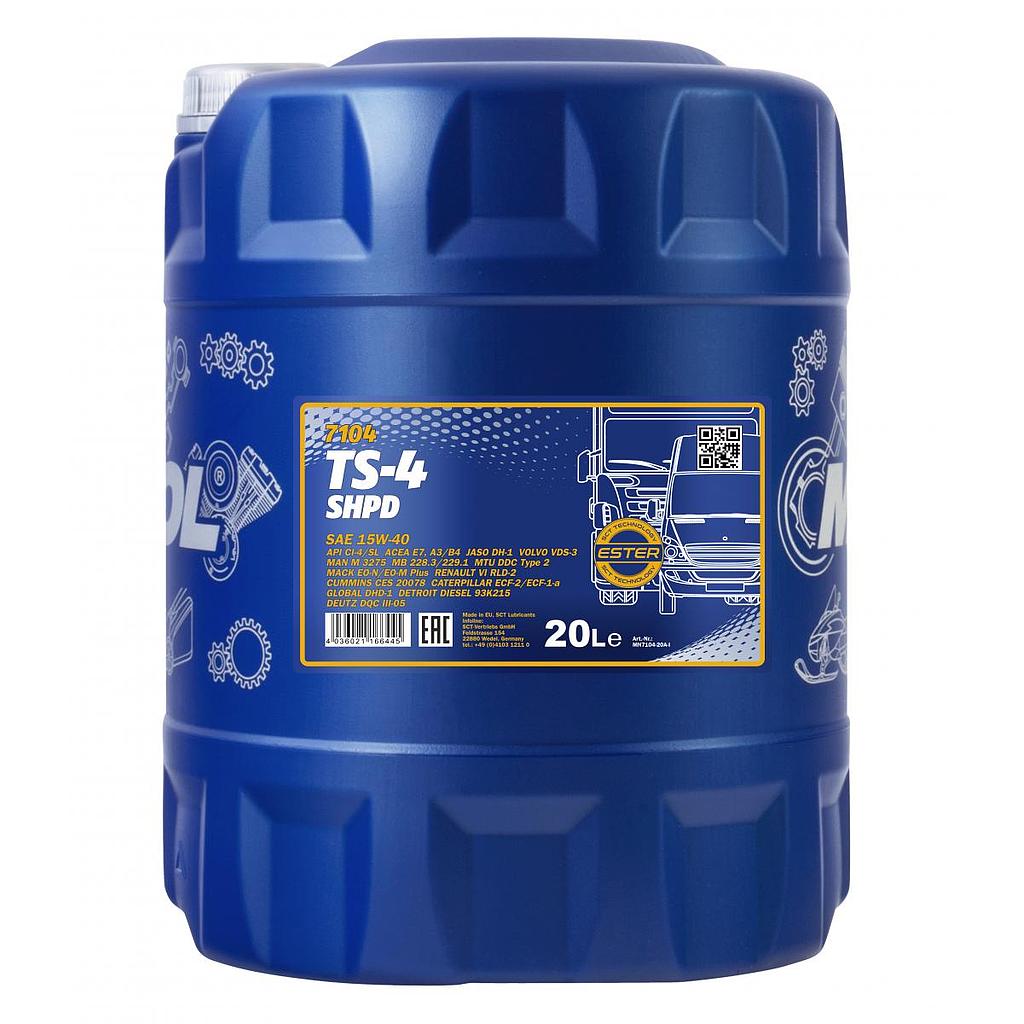ACEITE MOTOR 15W40 TS-4 CI-4/SL ACEA E7/A3/B4SHPD EXTRA 20L