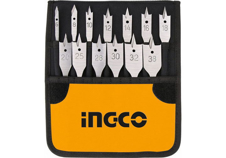 SET BROCAS PLANA MADERA 13PZAS (6,8,10,12,14,16,18,20,25,28..)INGCO