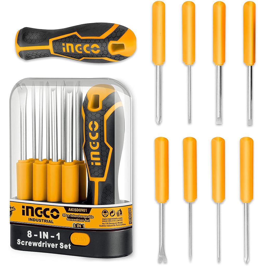 SET DESTORNILLADORES 9 PCS (8 EN 1) INGCO